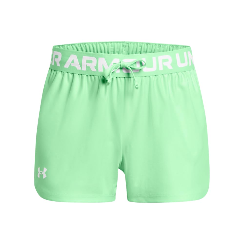 Under Armour Girls Play Up Solid Shorts, (350) Matrix Green / / White, Youth X-Large