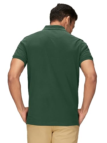 XYXX Mens Cotton Solid Regular Fit Shirt (XY_CR14_Polo Tshirt_1_Oak Green