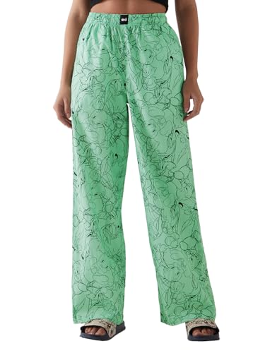 Bewakoof Womens All Over Printed Regular Fit Cotton-Poplin Pyjama_644693_Green_L