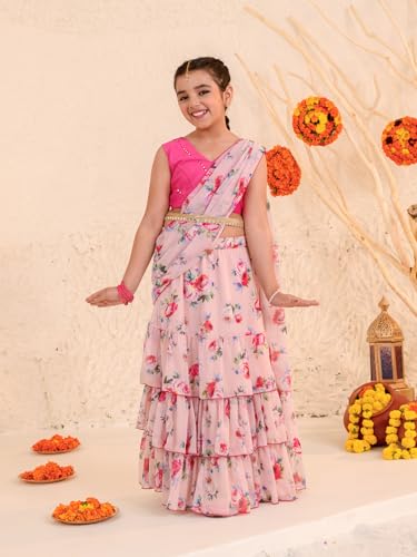 Pspeaches Girls Printed Ready To Wear Lehenga Choli