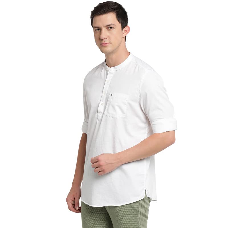 Turtle Men Pure Cotton Solid Kurta Shirts White