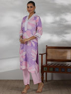Libas Womens Printed Cotton Blend Straight Kurta With Trousers And Dupatta