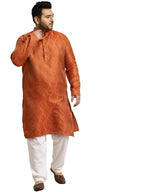 Sojanya Plus (Since 1958) MenS Jacquard Silk Orange Self Design Only Long Kurta -Size: 54