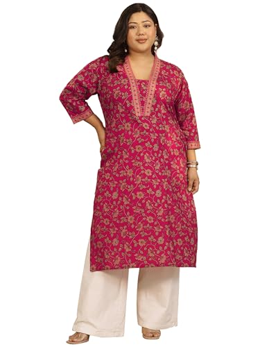 Plus Size Printed Cotton Straight Kurta (25738-6Xl)