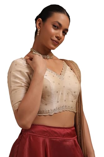Soch Women Tussar Embroidered Padded Blouse with Zari