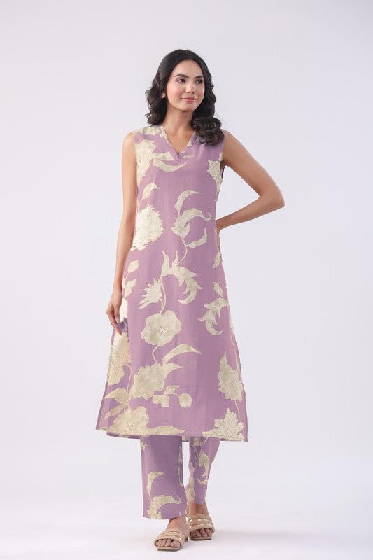 ANNI DESIGNER Women s Kurta with Trousers, purple, S