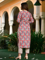 Greciilooks Cotton Blend Floral With Dupatta Kurti Festive Set For Women | Regular Fit Kurta