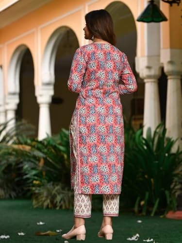 Greciilooks Cotton Blend Floral With Dupatta Kurti Festive Set For Women | Regular Fit Kurta