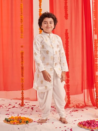 Pspeaches Boys Floral Printed Regular Kurta With Dhoti Pants (14-15Years)