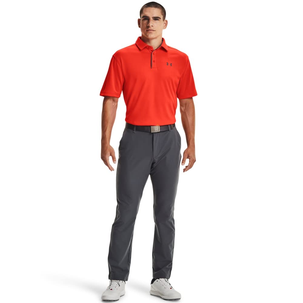 Under Armour Men's Tech Golf Polo, Phoenix Fire (296)/Pitch Gray, Large