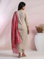 ANNI DESIGNER Womens Rayon Blend Embroidered Straight Kurta with Pant & Dupatta (Jankari Pink_XXL_Pink_XX-Large)