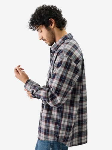 The Souled Store Plaid Insignia Long Sleeve Collared Neck Cotton Button-Down Relaxed Fit Shirts For MenS & BoyS