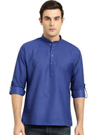 Sojanya (Since 1958, MenS Cotton Royal Blue Short Kurta, Sizse: 42