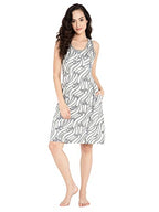 Clovia WomenS Cotton Zebra Print Short Nightdress With Pocket (Ns1479P05_Grey_Xl)