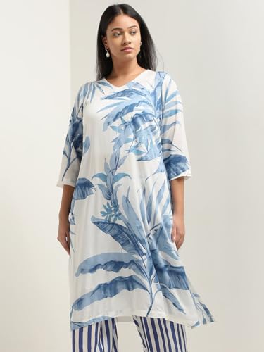 ANNI DESIGNER Women s Kurta & Palazzo Rayon Blend, Blue, XL