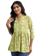 Libas WomenS Cotton Floral Regular Kurta Set (98002O_Green