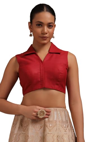 Soch Women Linen Solid Sleeveless Regular Fit Blouse