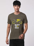 ADRO Mens Biker Design Printed 100% Cotton T-Shirt - Regular Fit, Printed T-Shirts for Men (RN24-KTM-OL_Olive_2XL)