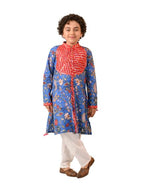 Pspeaches Boys Floral Printed Regular Pure Cotton Kurta With Pyjamas