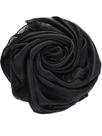 Boao Women Scarves Soft Long Satin Shawl Wrap Light Sheer Scarf for Wedding Party Accessory (Black)