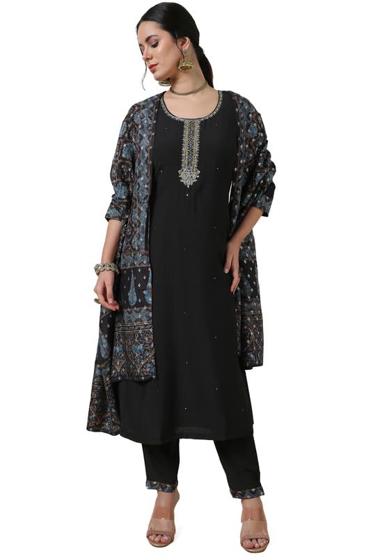 Soch Women Embellished Silk Blend Suit Set with Faux Mirror