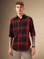 Dennis Lingo Men Navy Blue 100% Cotton Full Sleeve Spread Collar Checks Shirts_Dlmshjas24013_Nv