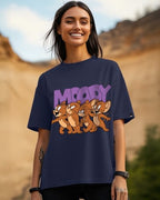 Bewakoof X Official Tom & Jerry Merchandise Womens Moody Jerry Graphic Printed 100% Cotton T-Shirt - Oversized Fit, Round Neck,