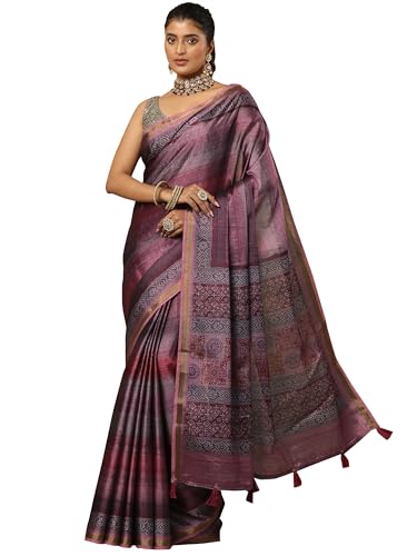 Libas Solid Silk Blend Saree For Women (92154P)