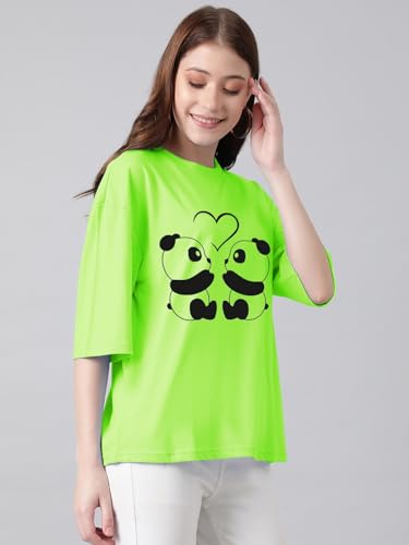 KOTTY Womens Cotton Blend Printed Oversized T-Shirts