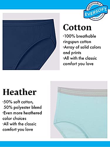 Fruit of the Loom Women's Eversoft Cotton Brief Underwear, Tag Free & Breathable, Available in Plus Size, 10 Pack-Colors May Var