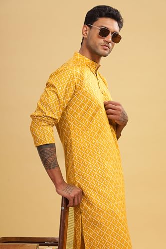 Be Active MenS Cotton Regular Kurta (C-399-2-Yellow) Size Xxl