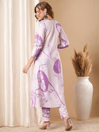 ANNI DESIGNER Womens Cotton Blend Anarkali Printed Kurta with Pant (Santra Purple_XXL_Purple_XX-Large)