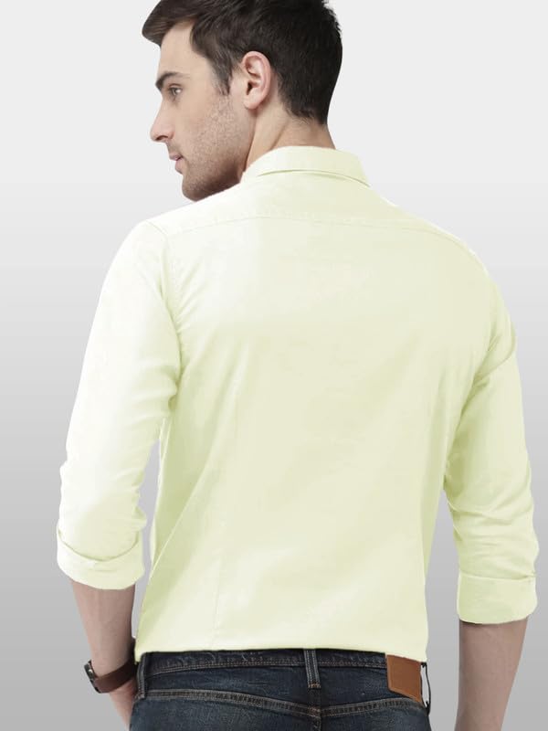 Tee Projekt Mens Shirt Solid Cotton Long Sleeve Button Down Beach l Office l Home (Pack of 1)