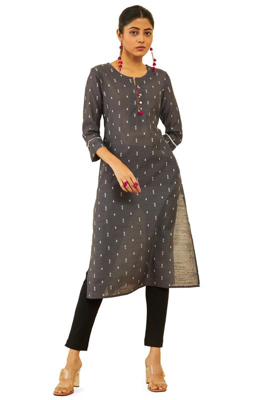 Soch Women Silk Blend Geometric Print Straight Kurta