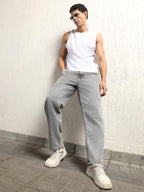 Hubberholme Men Summer Cotton Relaxed Fit Mid-Rise Jeans 2 Grey
