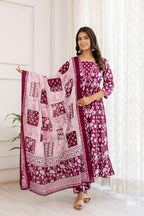 Shienzy Cotton Blend Square Neck Kurta Set With Dupatta For Women | Women Kurta Sets With Dupatta (1609-1610) (In, Alpha, M, Reg