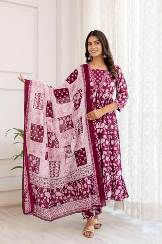 Shienzy Cotton Blend Square Neck Kurta Set With Dupatta For Women | Women Kurta Sets With Dupatta (1609-1610) (In, Alpha, Xl, Re
