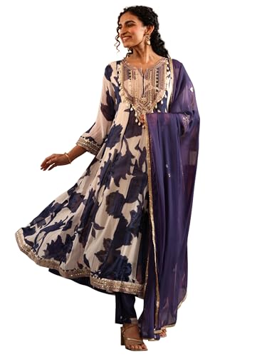 Libas Art Printed Georgette Anarkali Kurta Set For Women (49920Al)