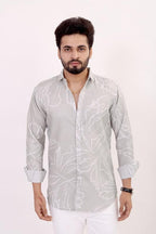 Brown Culture MenS Cotton Blend Abstract Print Shirt With Spread Collared Full Sleeves Standard Length And Button Down Closure