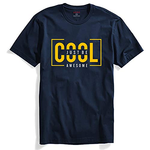 ADRO Just Be Cool Design Printed T-Shirts for Men & Women (RNR-S35-JBA-NB_Navy_XL)