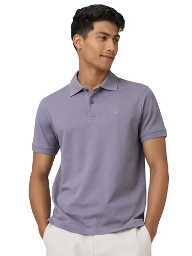 XYXX Mens Cotton Solid Regular Fit T-Shirt (XY_CR14_Polo Tshirt_1_Misty Lilac