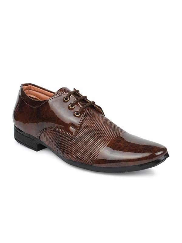 FASHION VICTIM Mens Patent Leather Formal shoesfor Mens Formal Shoes Brown 7
