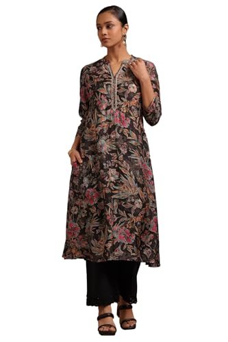 Soch Women Silk Berry Floral Regular Kurta (das