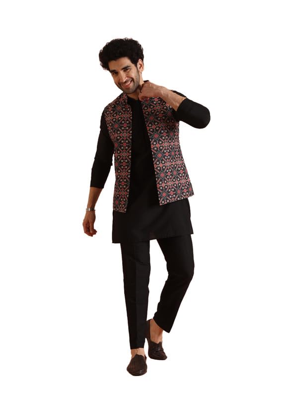 Kisah Cotton Blend Kurta Jacket Trouser Set For Men | Nehru Jacket Waistcoat Kurta Set With Trousers | Mens Ethnic Collections-K