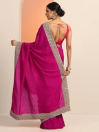 Libas Womens Embellished Silk Blend Saree With Blouse Piece