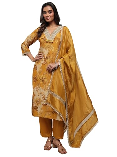 Libas Art Printed Silk Blend Straight-Fit Kurta Set For Women (51199Axxl)