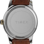 Timex Women's Essex Avenue 25mm Watch - Two-Tone Case White Dial with Brown Leather Strap