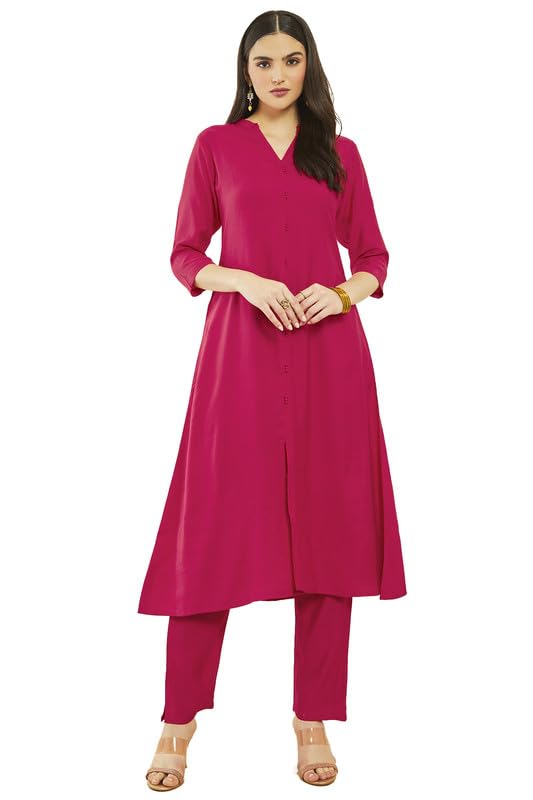 Soch Women Silk Blend A-Line Kurta Sets with Pocket