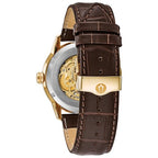 Bulova Men's Classic Sutton Automatic Skeleton Dial Brown Leather Strap Watch | 43mm | 97A138
