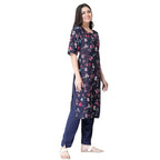 Pinkmint Women'S Color Dark Blukp-E Crepe Straight Kurta And Pant Set (Ukp-2012_L)